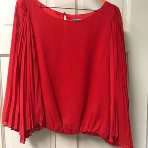 Alice + Olivia red butterfly sleeve top. Size S.
